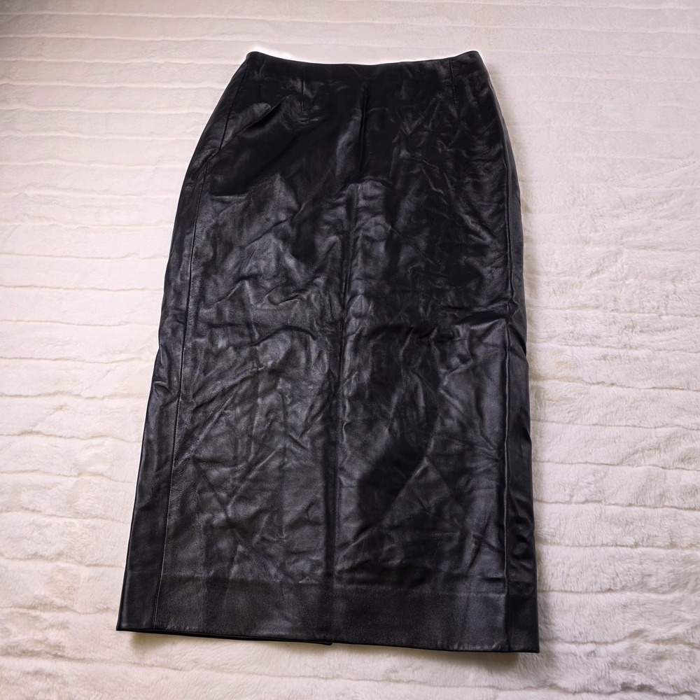Ralph Lauren Purple Label Curran Nappa Leather Skirt Womens 0 Lambskin $1,890